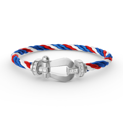 [Baslove]FORCE GROSSES HUFEISEN-HALBDIAMANTARMBAND SILBER