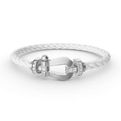 [Baslove]FORCE GROSSES HUFEISEN-HALBDIAMANTARMBAND SILBER