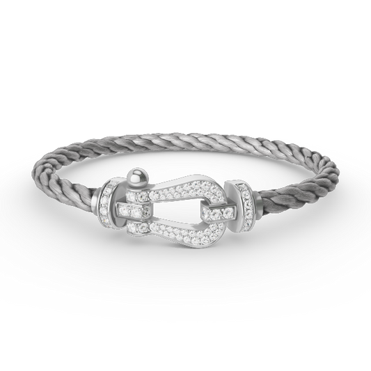 [Baslove]FORCE GROSSES HUFEISENARMBAND MIT DIAMANTEN SILBER