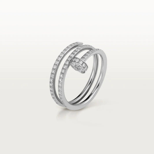[Baslove]JUSTE RING 1,8 MM SILBER DOPPELREIHIGE DIAMANTEN 