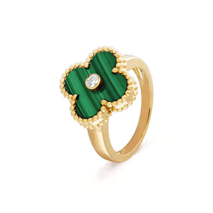 [Baslove] KLEEBLATT MALACHIT RING GOLD DIAMANT