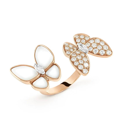[Baslove]ZWILLINGS-SCHMETTERLINGS-DIAMANT-MOP-RING