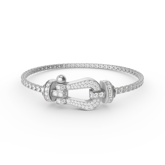 [Baslove]FORCE GROSSES HUFEISEN-TENNISARMBAND MIT VOLLEN DIAMANTEN 